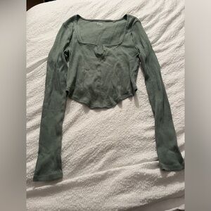 Women's Ribbed Green Top